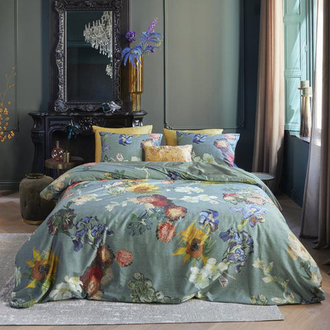 Bedding House Van Gogh Partout des Fleurs Green Quilt Cover Set Queen