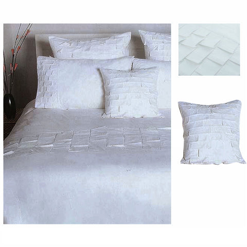 Accessorize Pleats White Cotton Quilt Cover Set Double + Cushion Cover
