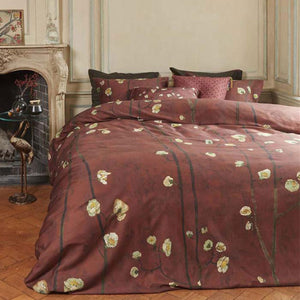 Bedding House Van Gogh Plum Blossoms Red Cotton Sateen Quilt Cover King