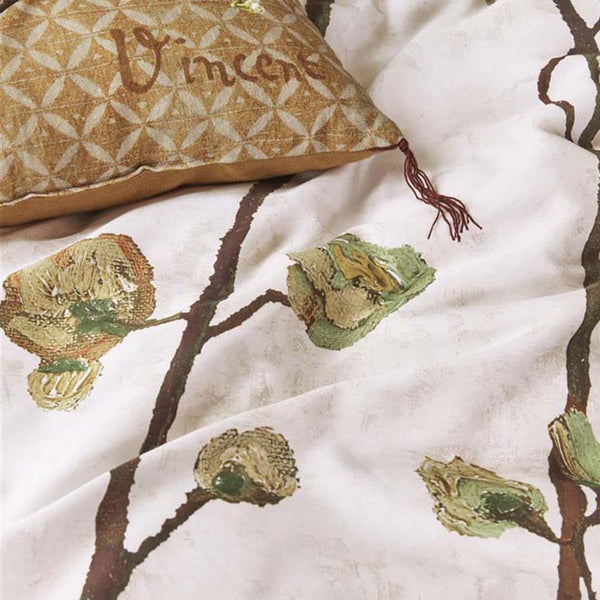 Bedding House Van Gogh Plum Blossoms Sand Cotton Sateen Quilt Cover Queen