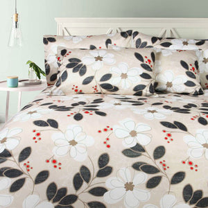 Big Sleep Hammond Floral Microfibre Beige Quilt Cover Set Double