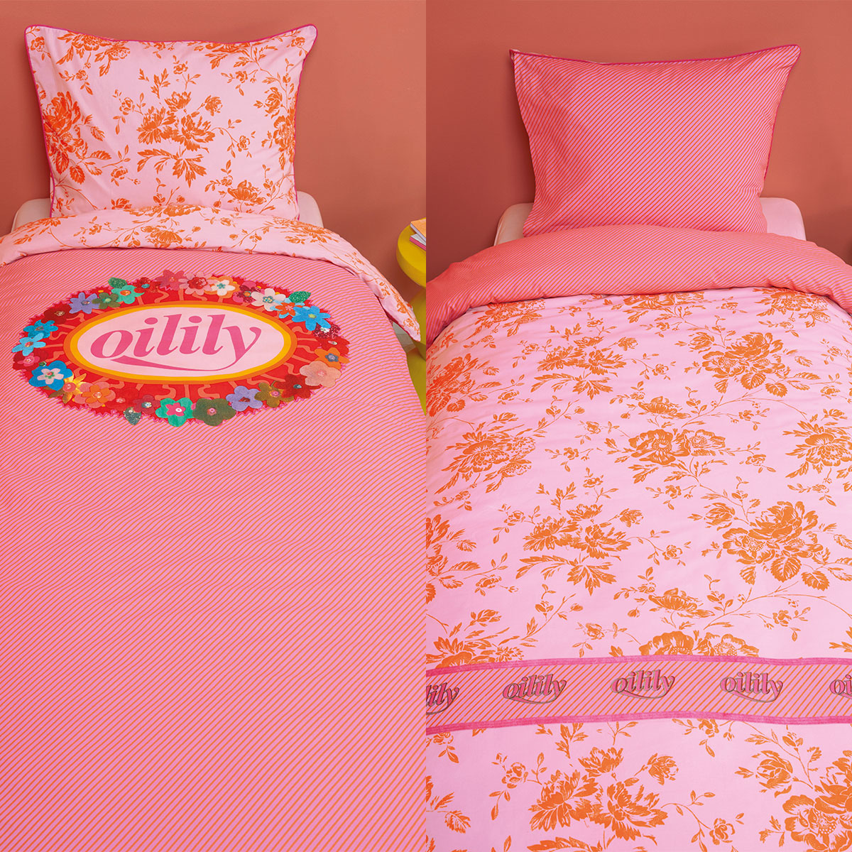 Oilily Prom Flowers Reversible Pink Cotton Quilt Doona Divet Cover Single