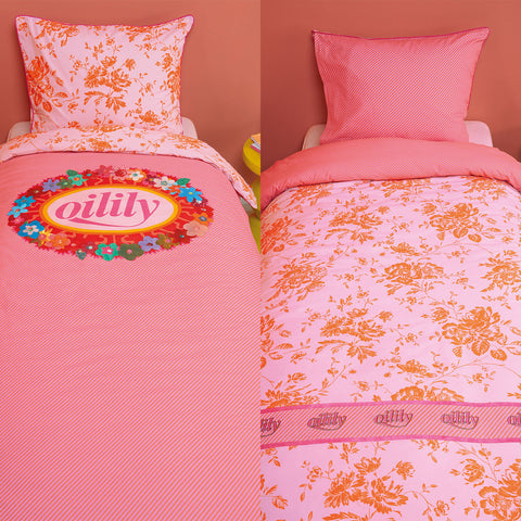 Oilily Prom Flowers Reversible Pink Cotton Quilt Doona Divet Cover Single