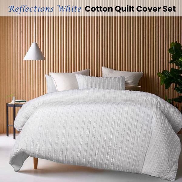 Vintage Design Homewares Reflections White Cotton Quilt Doona Duvet Cover Single