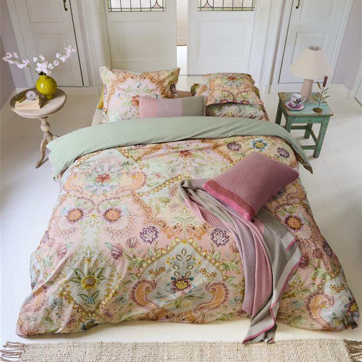 PIP Studio Saluti Grandi Pastel Floral Cotton Quilt Doona Duvet Cover Set King
