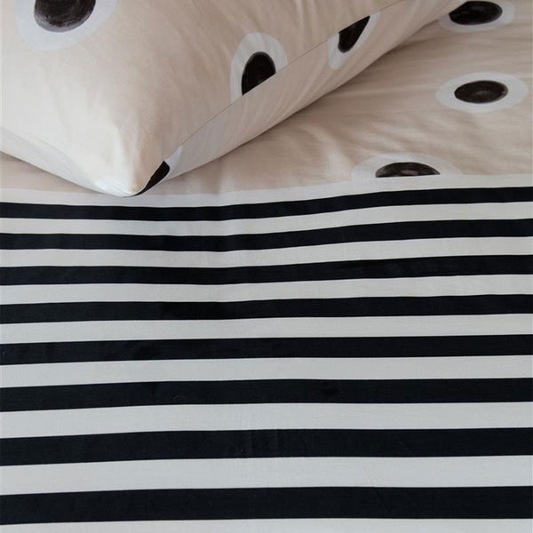 VTWonen Stripe Circle Black White Quilt Doona Duvet Cover Set Queen
