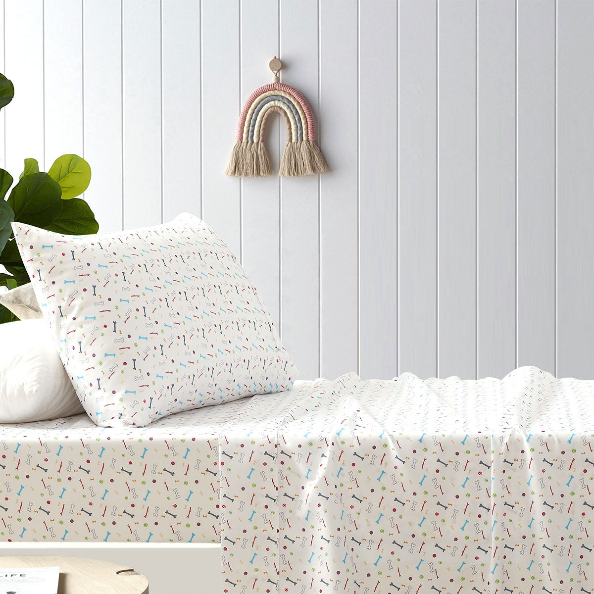 Happy Kids Bones Microfibre Printed Sheet Set Single