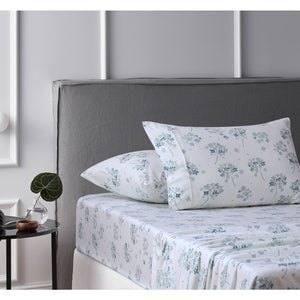 Accessorize 140gsm Cotton Flannelette Sheet Set Flower Bunch Light Blue Single