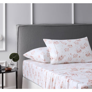 Accessorize 140gsm Cotton Flannelette Sheet Set Flower Bunch Pink King