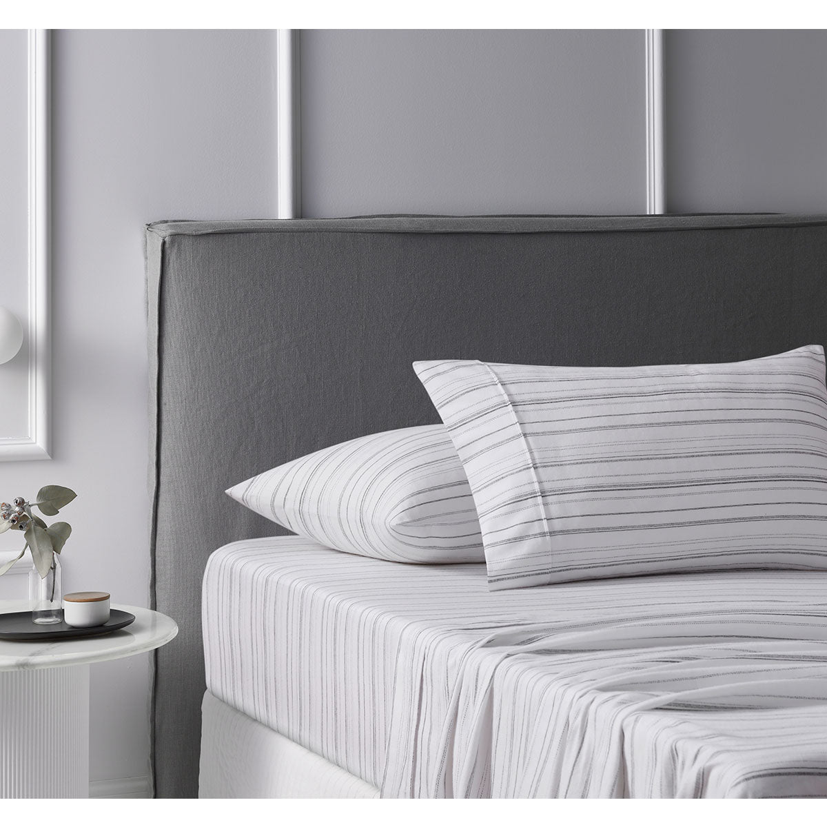 Accessorize 140gsm Cotton Flannelette Sheet Set Weathered Stripe Grey Single