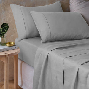 Vintage Design Homewares Silver Grey Hemp Sheet Set Queen