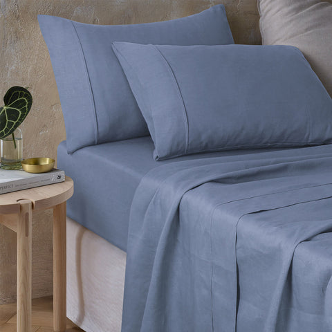 Vintage Design Homewares Sky Blue Hemp Sheet Set King