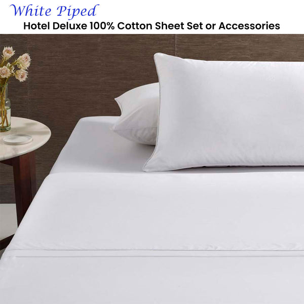 Accessorize White Piped Cotton Sheet Set King