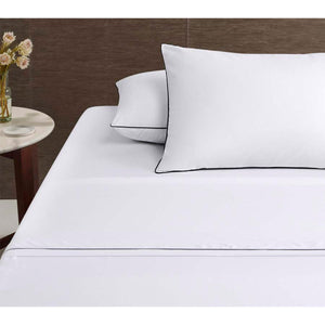 Accessorize White Piped Cotton Sheet Set Super King