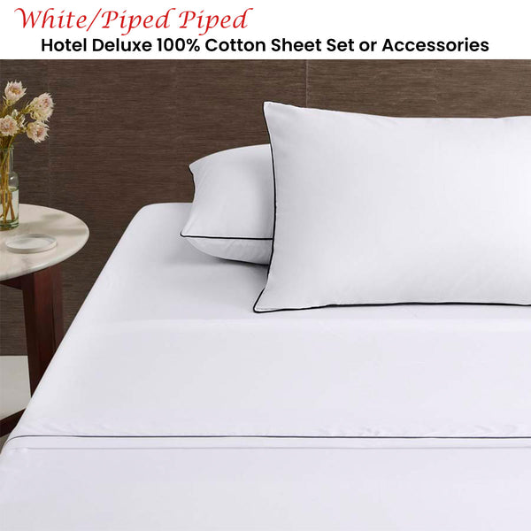 Accessorize White Piped Cotton Sheet Set Super King