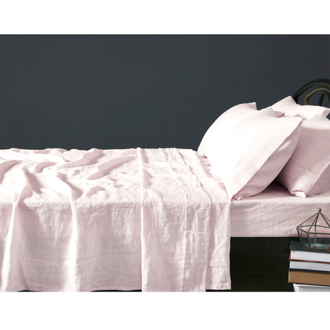Vintage Design Homewares Linen Blush Pink Sheet Set King