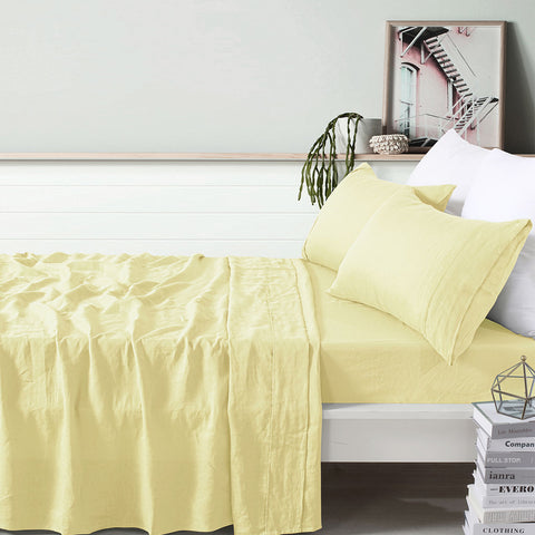 Vintage Design Homewares Linen Butter Sheet Set Double