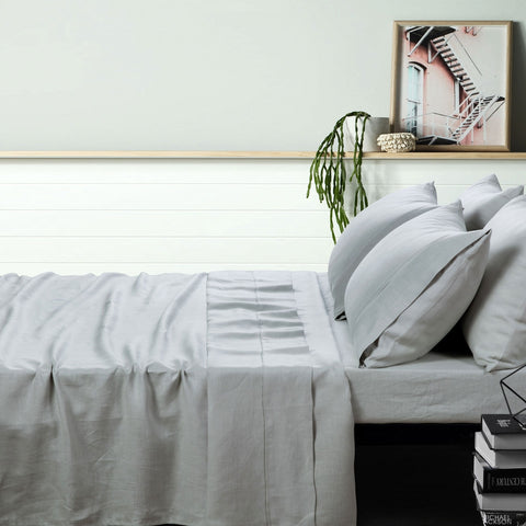 Vintage Design Homewares Linen Dove Grey Sheet Set Double