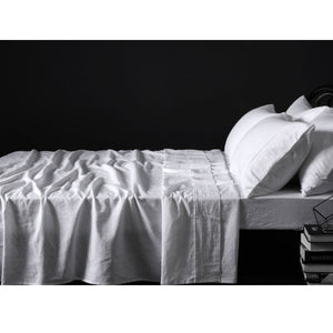 Vintage Design Homewares Linen White Sheet Set Single