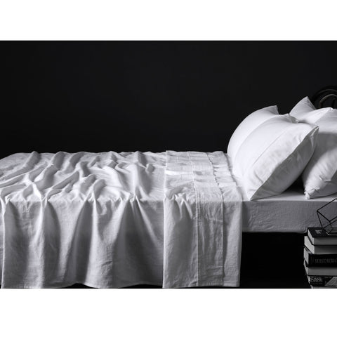 Vintage Design Homewares Linen White Sheet Set Super King