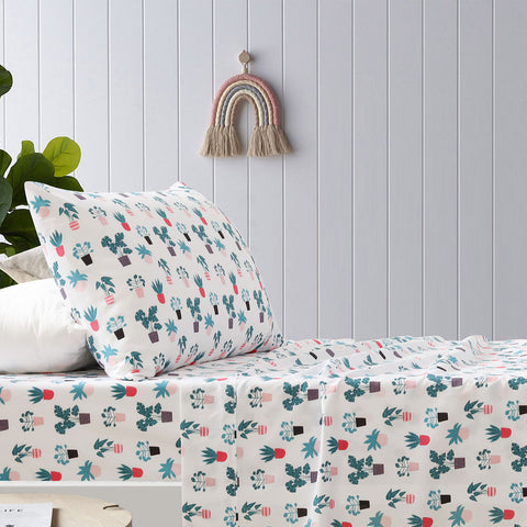 Happy Kids Plants Microfibre Printed Sheet Set Single