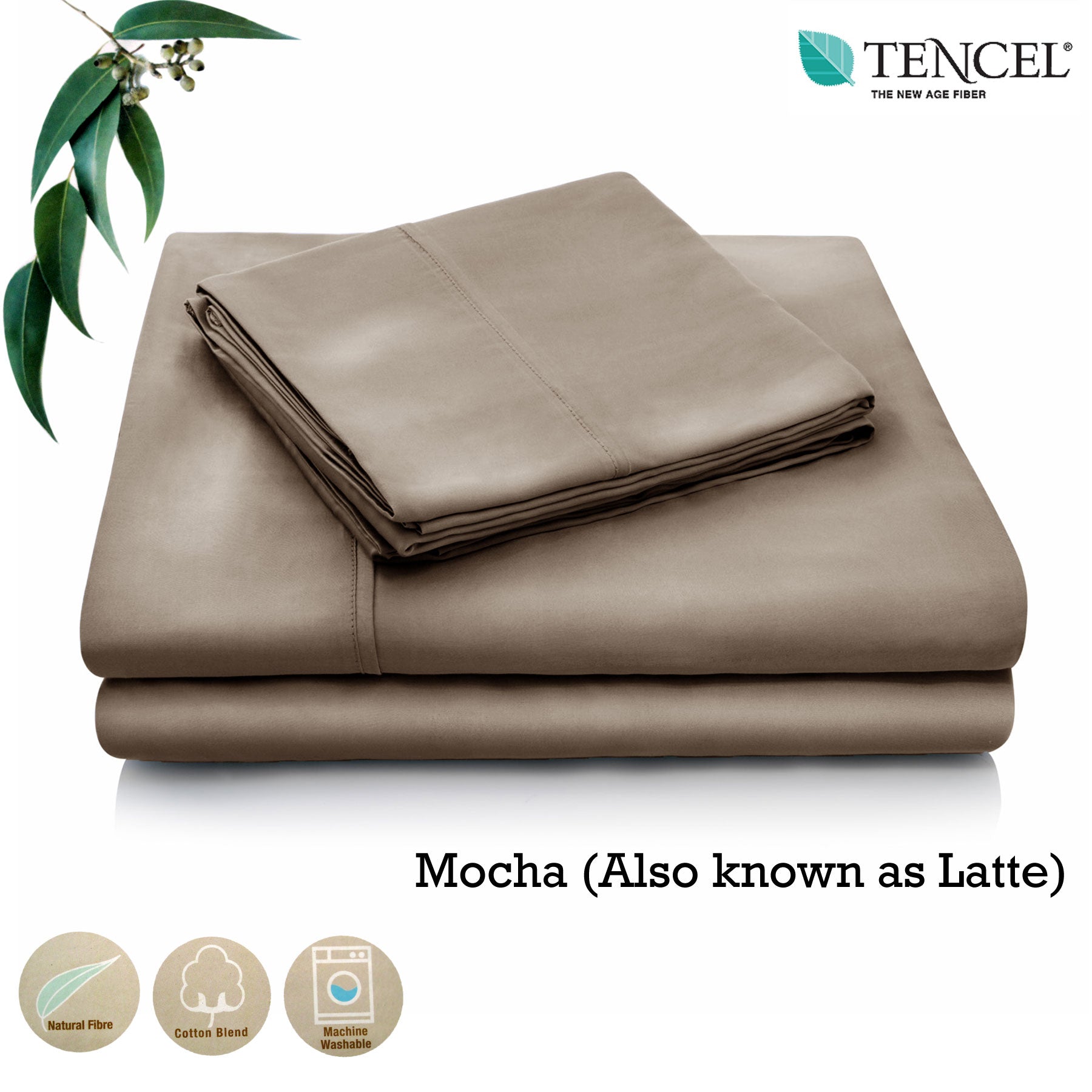 Accessorize Tencel Cotton Blend Sheet Set Mocha Latte Single
