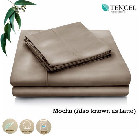Accessorize Tencel Cotton Blend Sheet Set Mocha Latte Single