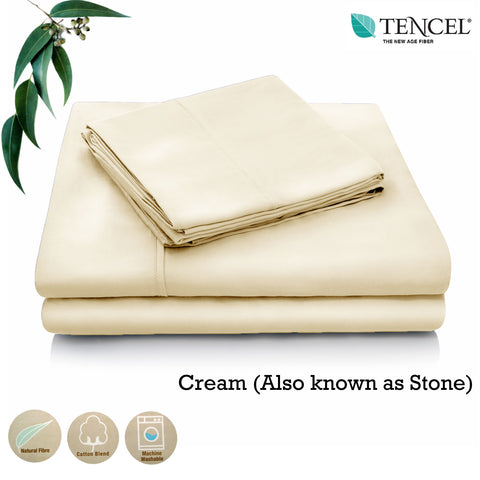 Accessorize Tencel Cotton Blend Sheet Set Cream Stone Single
