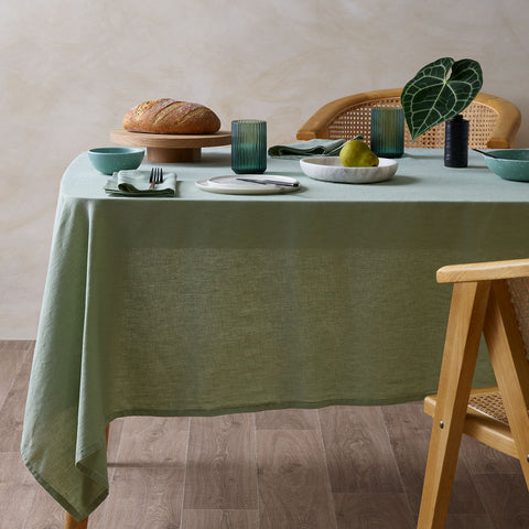 Vintage Design Homewares Sage Linen Cotton Tablecloth 150x230cm