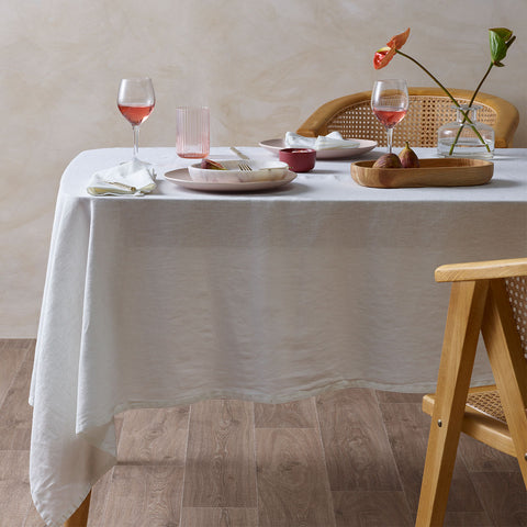 Vintage Design Homewares White Linen Cotton Tablecloth 150x230cm