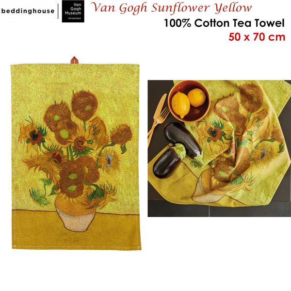 Bedding House Van Gogh Sunflowers Yellow Tea Towel 50 x 70cm