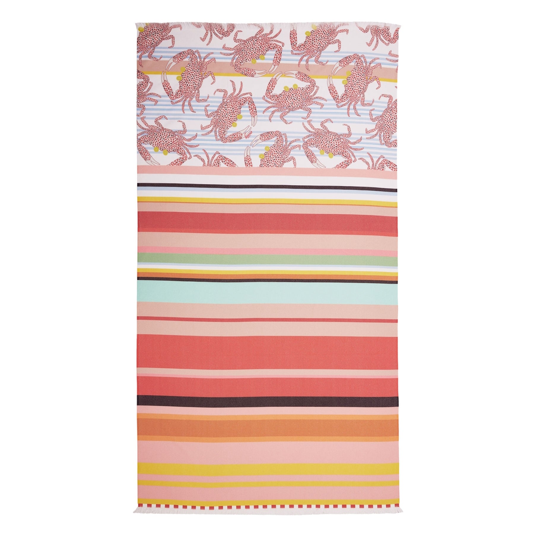 Oilily Crazy Crabs Striped Digital Print Cotton Bath Towel 100 x 180cm