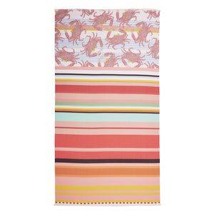 Oilily Crazy Crabs Striped Digital Print Cotton Bath Towel 100 x 180cm