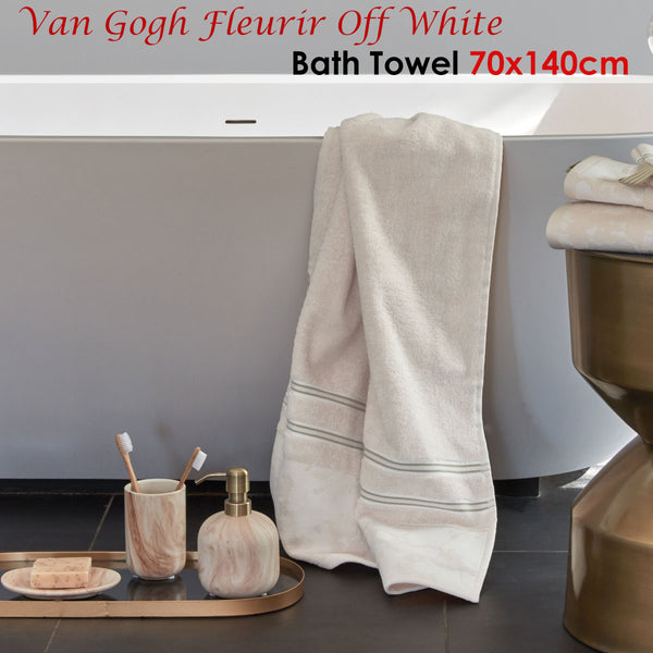 Bedding House Van Gogh Fleurir Off White Bath Towel 70 x 140cm
