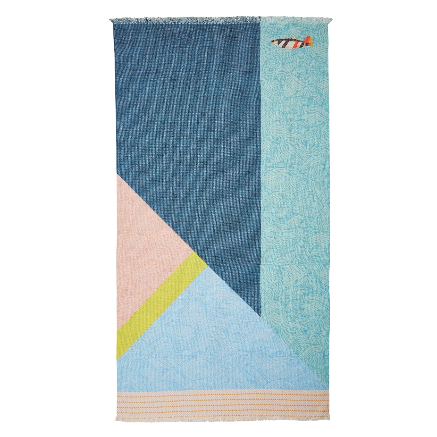 Oilily Stormy Waves Geometric Digital Print Cotton Bath Towel 100 x 180cm
