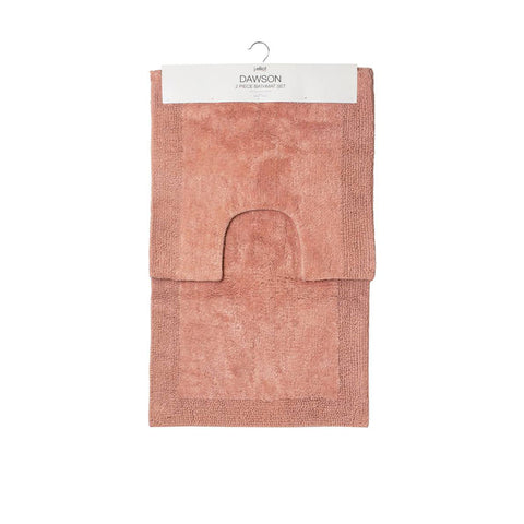 J Elliot Home Dawson 2 Piece Cotton Bath Toilet Mat Set 2000gsm Pink