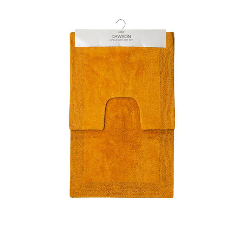J Elliot Home Dawson 2 Piece Cotton Bath Toilet Mat Set 2000gsm Mustard