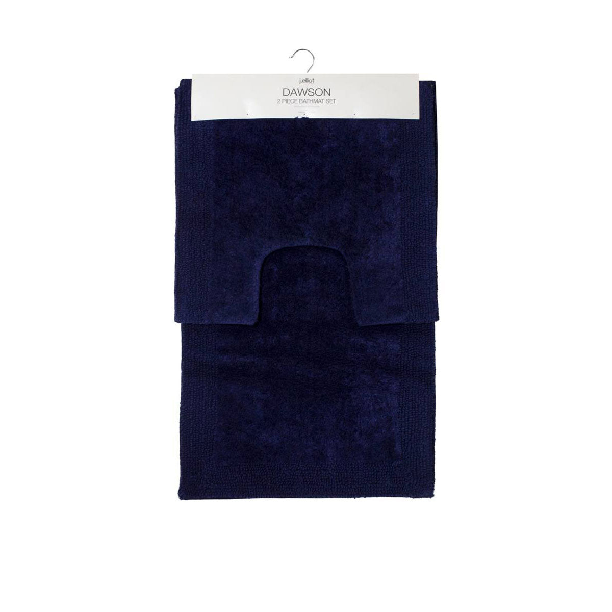 J Elliot Home Dawson 2 Piece Cotton Bath Toilet Mat Set 2000gsm Navy Blue