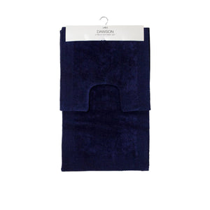 J Elliot Home Dawson 2 Piece Cotton Bath Toilet Mat Set 2000gsm Navy Blue