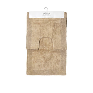 J Elliot Home Dawson 2 Piece Cotton Bath Toilet Mat Set 2000gsm Sand