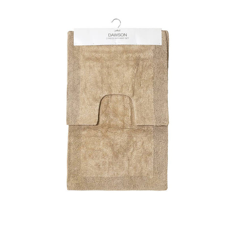 J Elliot Home Dawson 2 Piece Cotton Bath Toilet Mat Set 2000gsm Sand