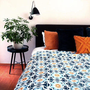 J Elliot Home Oriana Geometric Blanket Throw Rug 240 x 260cm Blue Multi