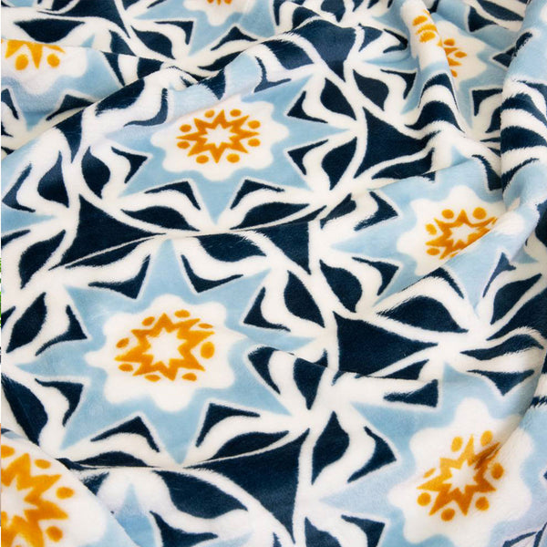 J Elliot Home Oriana Geometric Blanket Throw Rug 240 x 260cm Blue Multi