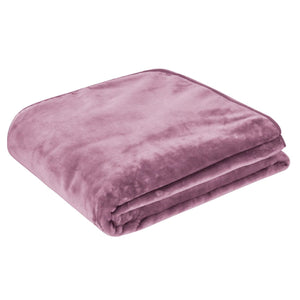 J Elliot Home 450gsm Solid Faux Mink Blanket Rug Throw Dusky Pink