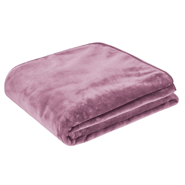 J Elliot Home 450gsm Solid Faux Mink Blanket Rug Throw Dusky Pink