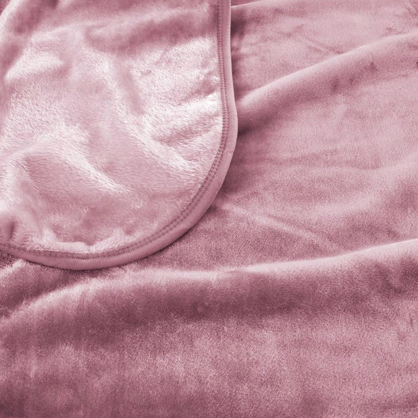 J Elliot Home 450gsm Solid Faux Mink Blanket Rug Throw Dusky Pink