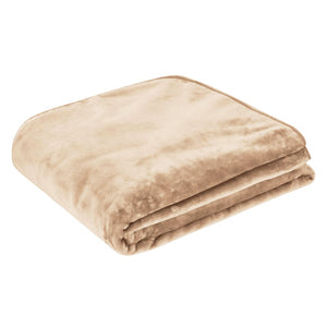 J Elliot Home 450gsm Solid Faux Mink Blanket Rug Throw Natural Beige