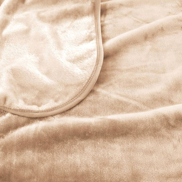 J Elliot Home 450gsm Solid Faux Mink Blanket Rug Throw Natural Beige