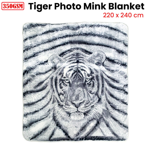 J Elliot Home 350gsm Faux Mink Blanket Rug Throw Tiger Print
