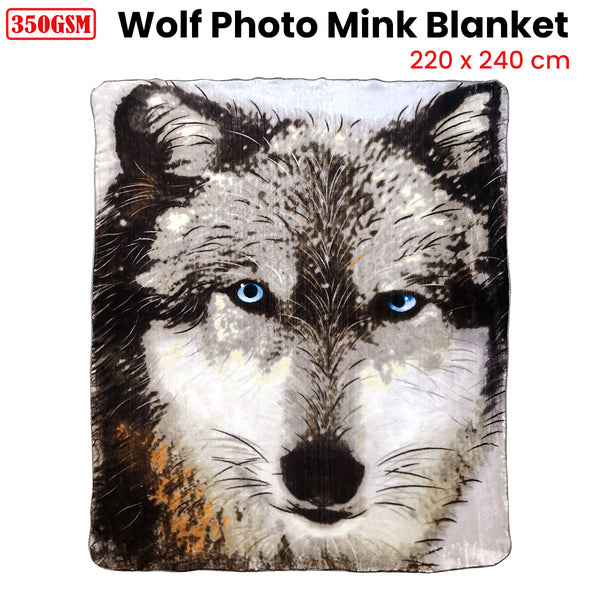 J Elliot Home 350gsm Faux Mink Blanket Rug Throw Wolf Print